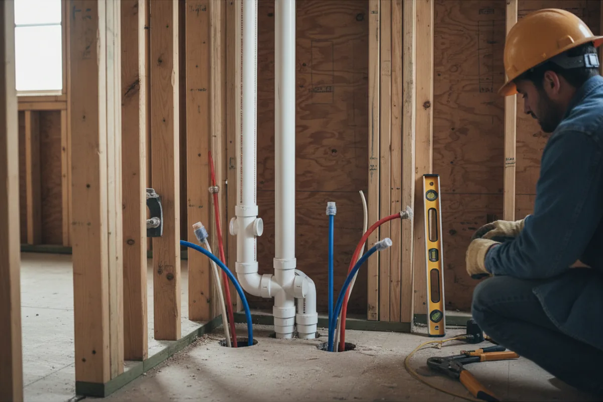 Drain and supply rough-in during Garbage Disposal Repair in Elizabeth