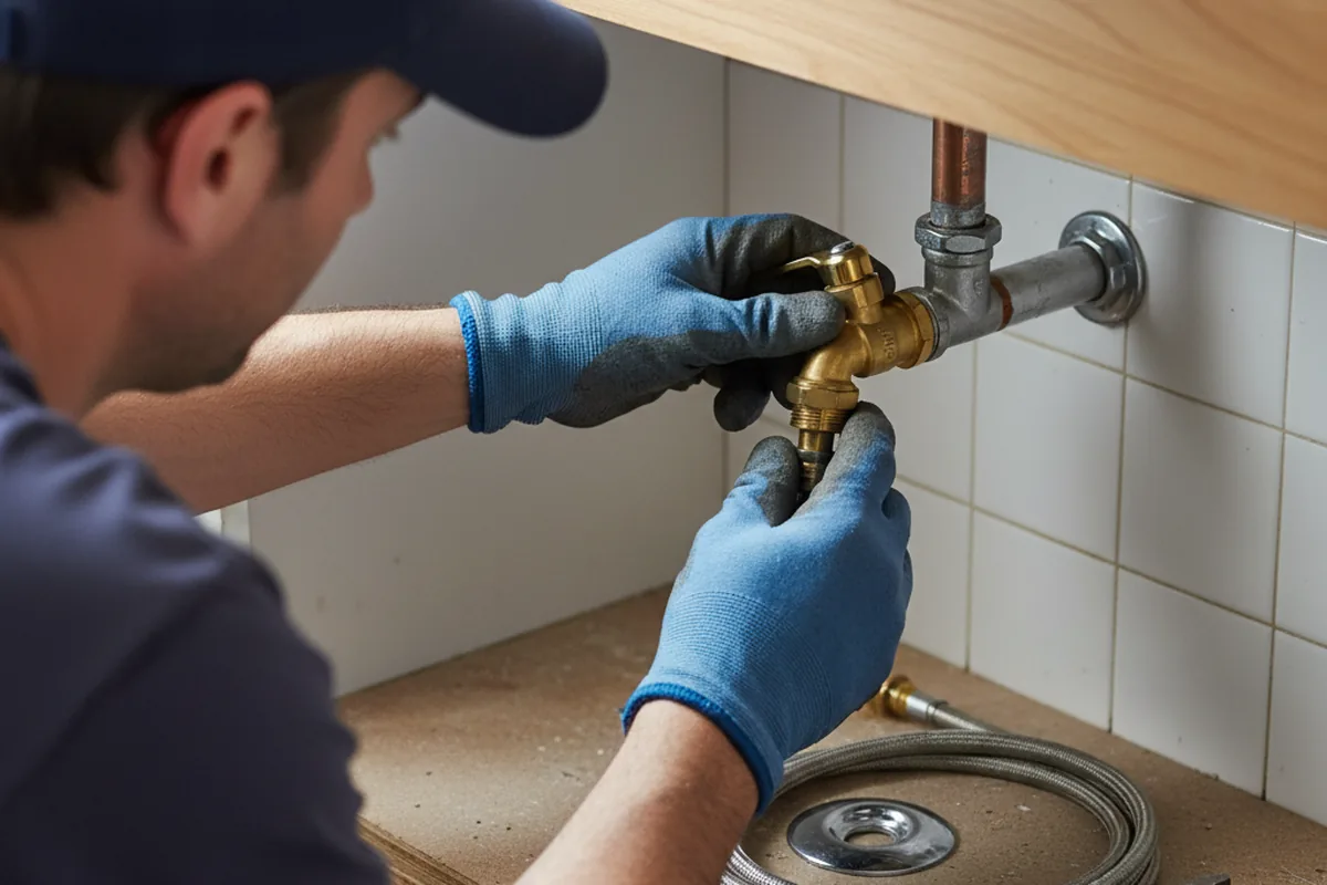 Shutoff valve and fitting work during Burst Pipe Repair in Elizabeth